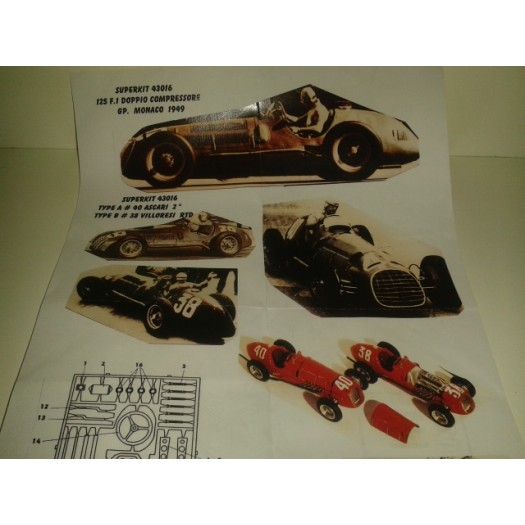 Super Kit Ferrari 125 Formula 1 Doppio Compressore Gp di Monaco 1949 ( 2 versioni - 2 versions ) - Metal Kit 1:43